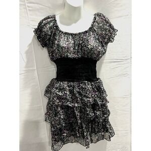 Y2K Deadstock Dress Milkmaid Micro Floral Tiered Coquette Cottagecore Size M NWT